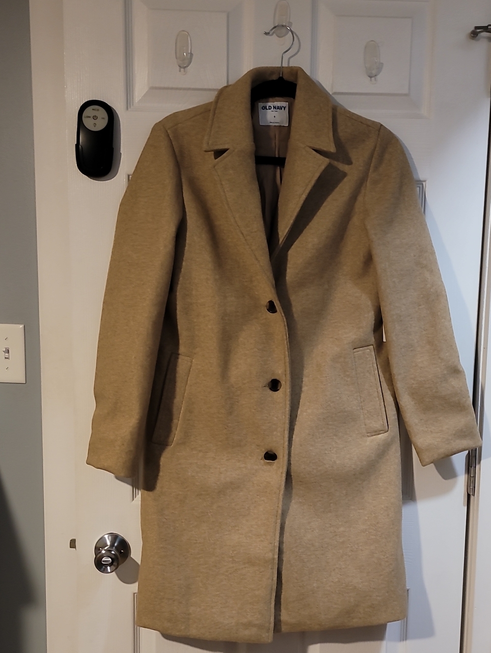 Old Navy Beige/Tan Single-Breasted Wool-Blend Trench Coat